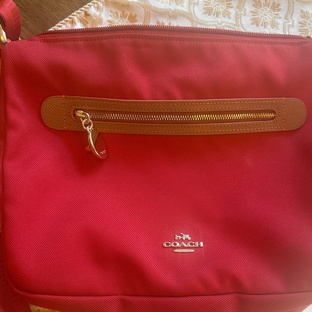 Coach Red nylon Crossbody Bag with Turnlock